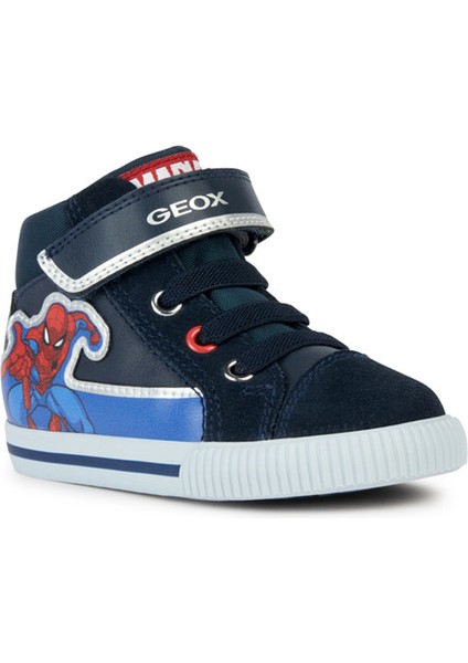 Erkek Bebek Lacivert Spider Man Bantlı Desenli Deri Sneaker B36A7D08554C4226