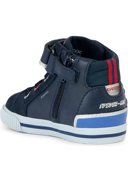 Erkek Bebek Lacivert Spider Man Bantlı Desenli Deri Sneaker B36A7D08554C4226