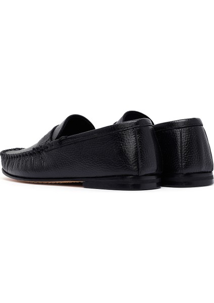 Erkek Siyah Deri Loafer 25SFD6028FT