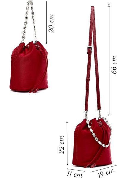 Kadın Kırmızı Taşlı Kumaş Omuz Çantası 25SBD27406F fiyatları