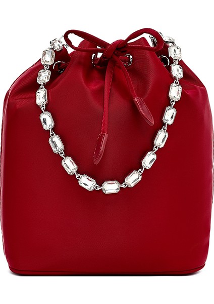 Kadın Kırmızı Taşlı Kumaş Omuz Çantası 25SBD27406F modelleri