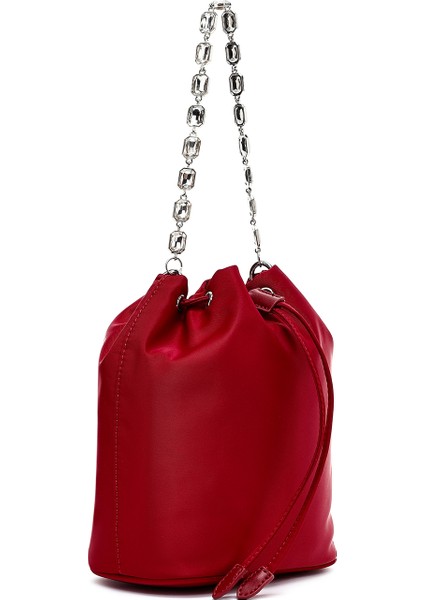 Kadın Kırmızı Taşlı Kumaş Omuz Çantası 25SBD27406F indirimleri