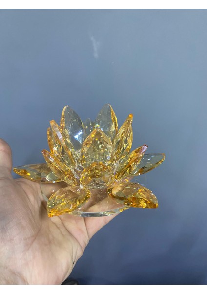 Seta Kristal Cam Lotus Mumluk Amber 15*15*7,5cm