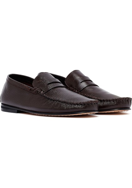 Erkek Kahverengi Deri Loafer 25SFD6028FT