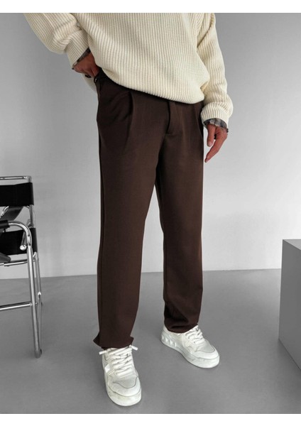 Erkek Baggy Fit Beli Lastikli Rahat Pantolon Kahverengi fiyatları