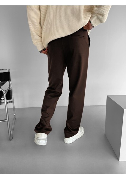 Erkek Baggy Fit Beli Lastikli Rahat Pantolon Kahverengi indirimleri