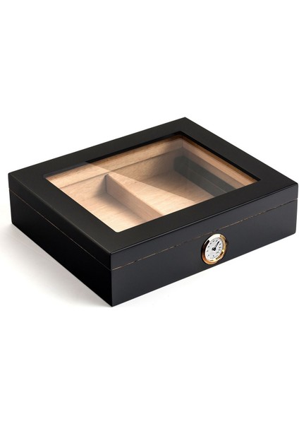 Siyah Camlı Kısa Humidor Puro Kutusu RC06SY