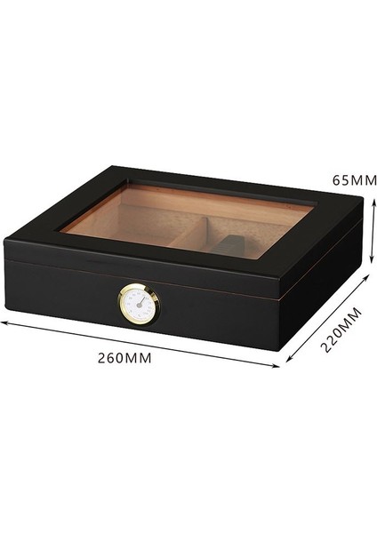 Siyah Camlı Kısa Humidor Puro Kutusu RC06SY