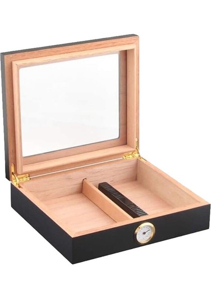 Siyah Camlı Kısa Humidor Puro Kutusu RC06SY