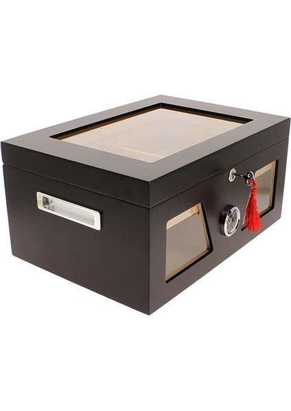 Siyah 2 Katlı Camlı Humidor Puro Kutusu RC21 fiyatları