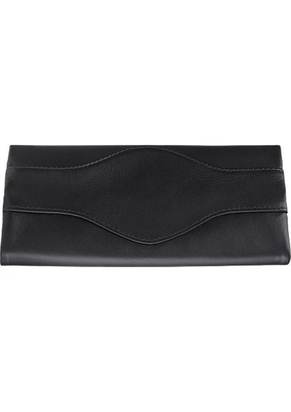 Nappa Deri Tri-Fold Tütün Kesesi Siyah
