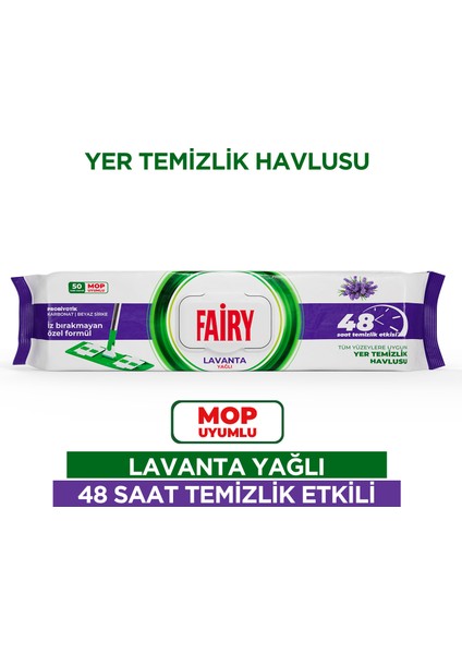 Çok Amaçlı Mop Uyumlu Yer Temizlik Havlusu 50 Yaprak | Lavanta Yağlı | Beyaz Sirke & Karbonat