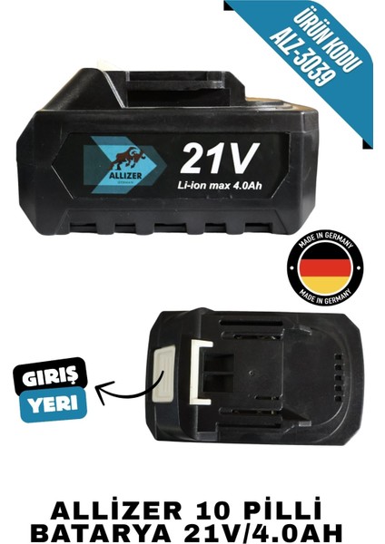 Allizer 10 Pilli Batarya 21V/4.0AH