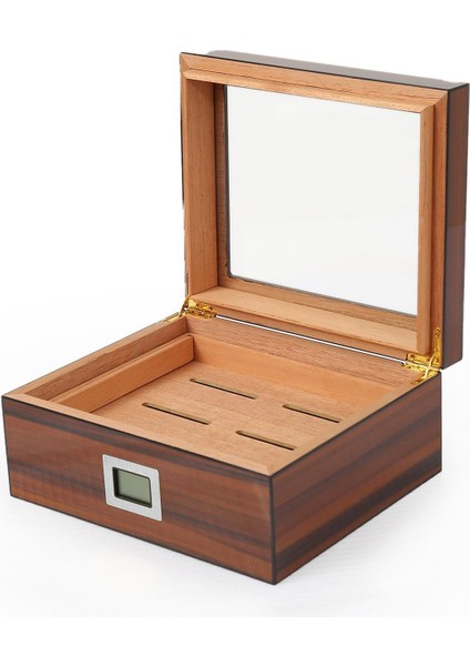 Kahverengi Iki Katlı Camlı Dijital Humidor Puro Kutusu RD05X fiyatları