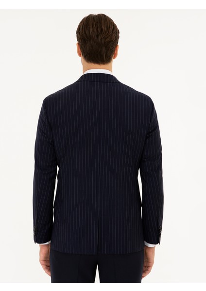 Erkek Açık Lacivert Slim Fit Yün Ceket 50223523-VR059