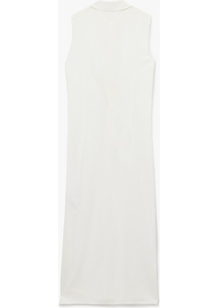 x Sima Tarkan - Drape Detaylı Kolsuz Uzun Gömlek Elbise 5SAK80320PW