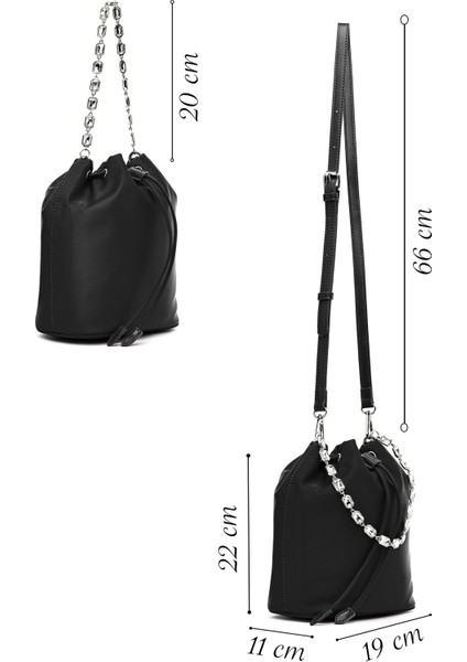 Kadın Siyah Taşlı Kumaş Omuz Çantası 25SBD27406F fiyatları
