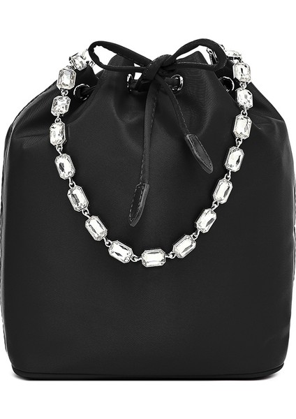 Kadın Siyah Taşlı Kumaş Omuz Çantası 25SBD27406F modelleri