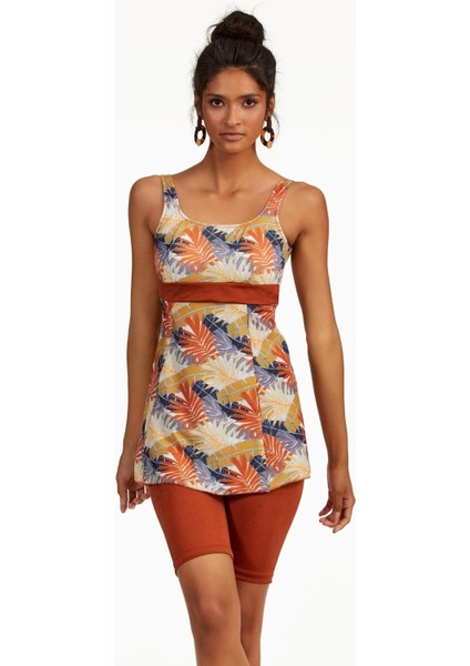 Argento 0551-9165 Yaprak Desenli Yarı Kapalı Taytlı Tankini