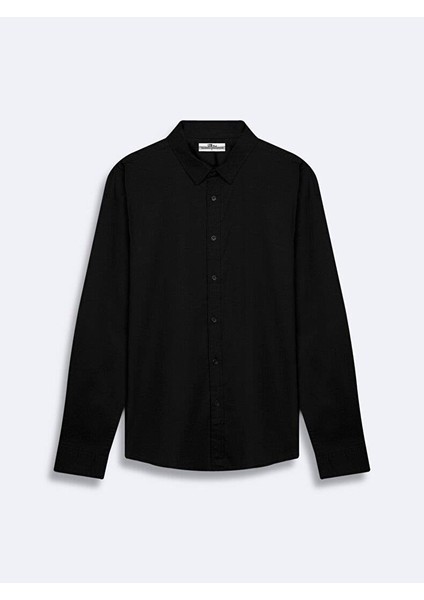 LTB Erkek Basıc Poplin Uzun Kollu Siyah Gömlek