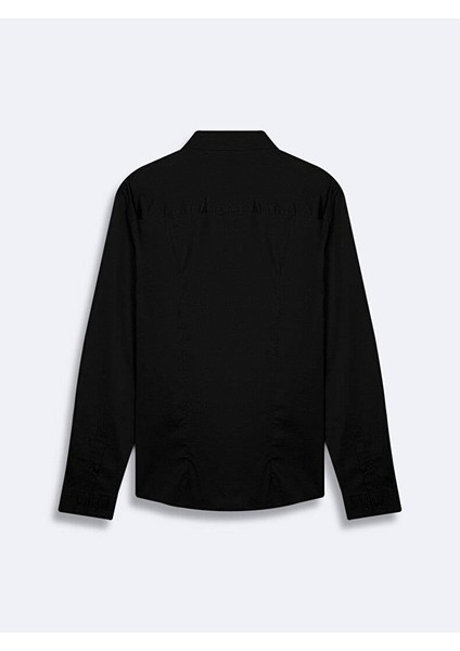 LTB Erkek Basıc Poplin Uzun Kollu Siyah Gömlek fiyatları