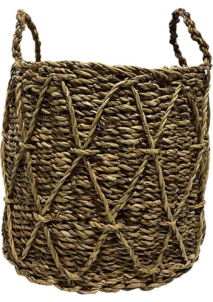 Yuvarlak Çapraz Desenli Kulplu Çok Amaçlı Sepet 31X31X27 cm 9037 fiyatları