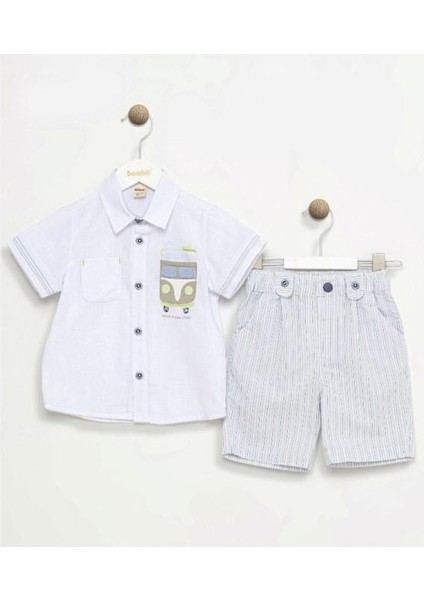 Erkek Bebek Çizgili Şortlu Gömlekli Takım