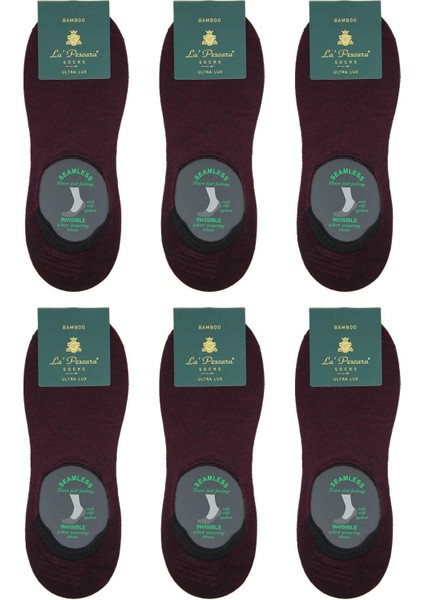 Bordo Ultra Lüks Görünmez 6'lı Bambu Erkek Çorap CRP375