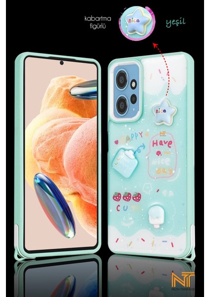 Xiaomi Redmi Note 12 4g Uyumlu Kabartmalı Figürlü Trend Simli Şık Kapak Kılıf