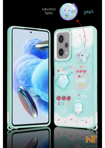 Xiaomi Redmi Note 12 Pro 5g Uyumlu Kabartmalı Figürlü Trend Simli Şık Kapak Kılıf