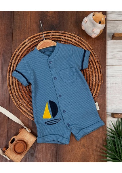 Yelken Nakışlı Çıtçıtlıyazlık Erkek Bebek Tulum