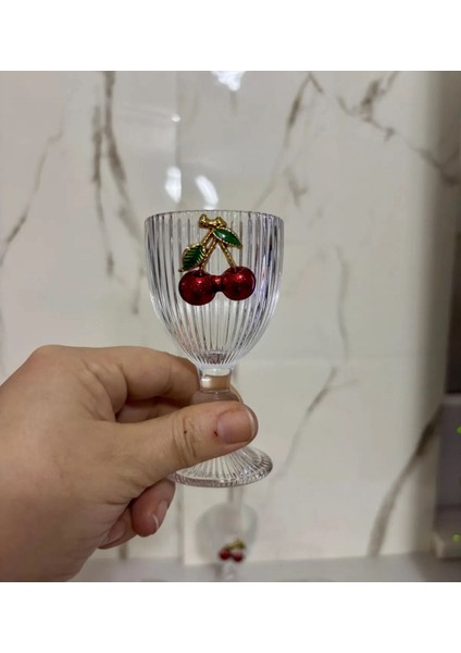 Bardak Kahve Yanı Çizgili Kirazlı