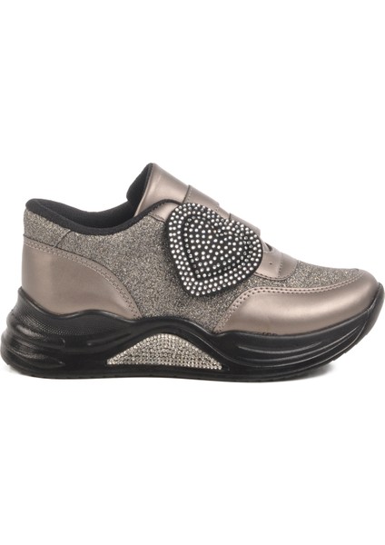 Platin Simli Cırtlı Kız Çocuk Sneaker 7021086 F