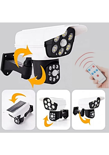 77 LED Hareket Sensörlü Kumandalı Güneş Enerjili LED Solar Bahçe Lambası Armatürü Sahte Kamera indirimleri