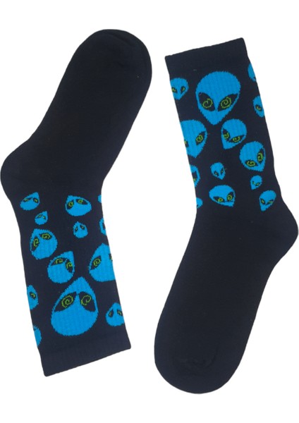 Blue Alien Uzay Temalı Tenis Spor Çorap