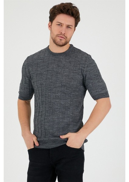 Füme Erkek Yuvarlak Yaka Örme T-SHIRT-TRZ2252001R03S modelleri