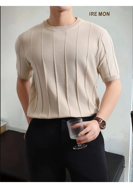 Vizon Erkek Yuvarlak Yaka Örme T-Shirt