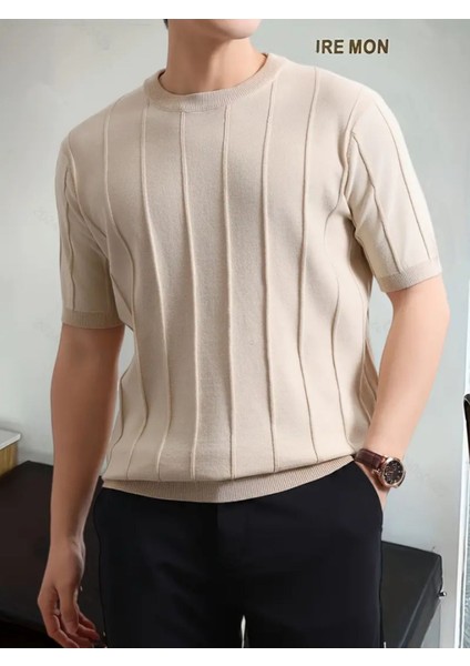 Vizon Erkek Yuvarlak Yaka Örme T-Shirt modelleri