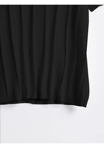 Siyah Erkek Yuvarlak Yaka Örme T-Shirt fiyatları