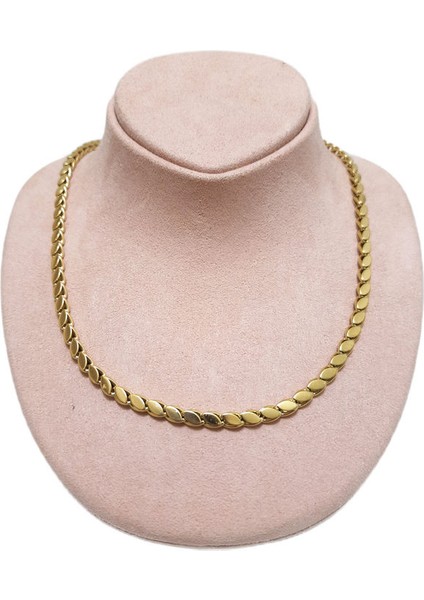 Çelik Kolye Arpa Zincir Model 0.4 mm Kalınlık 50-55 cm Uzunluk Altın Sarısı Gold