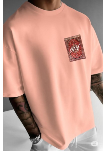 Erkek Pembe Yetim Kol Oversize Carpet Baskılı Tshirt fiyatları