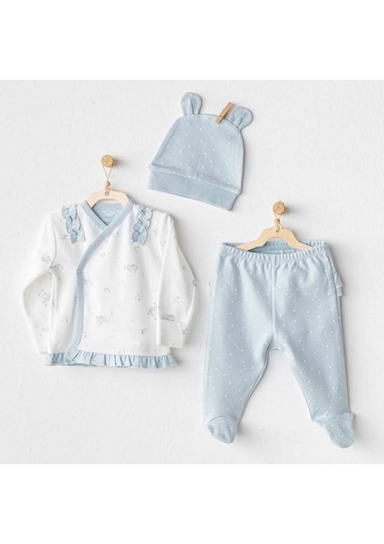 Cuddly Bunny Bear 3'lü Zıbın Set Blue