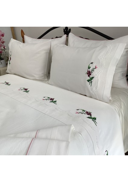 Kaneviçeli & Dantelli Pamuklu Pike Takımı -6 Parça