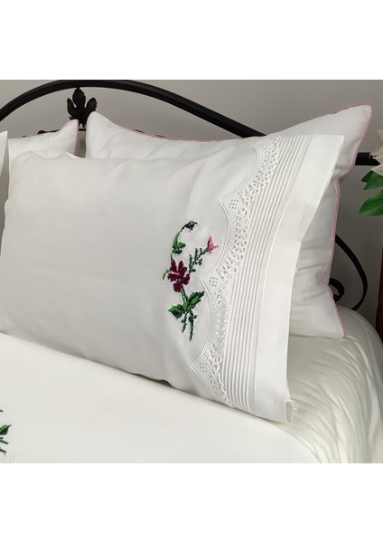 Kaneviçeli & Dantelli Pamuklu Pike Takımı -6 Parça