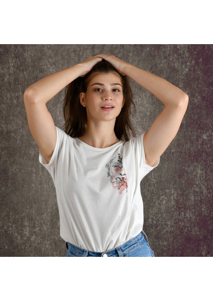 Halfface Pocket Kadın Baskılı T-Shirt indirimleri