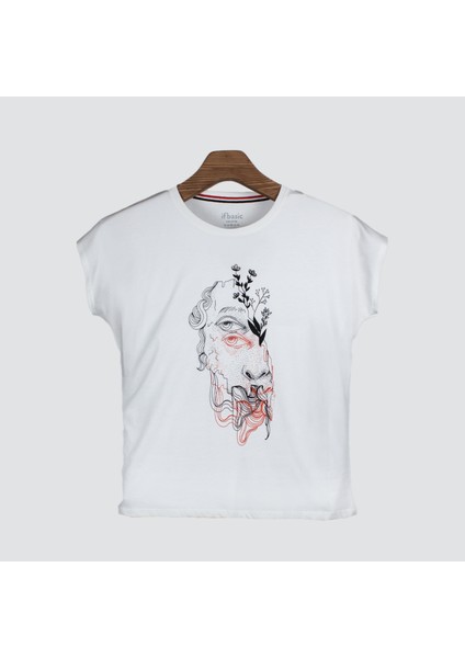 Halfface Kadın Baskılı T-Shirt
