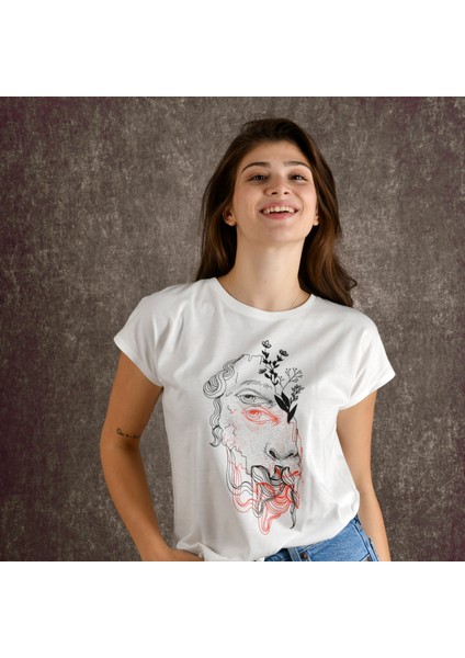 Halfface Kadın Baskılı T-Shirt