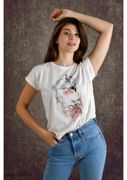 Halfface Kadın Baskılı T-Shirt