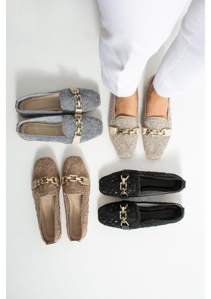 Zincir Detaylı Nefes Alabilen Esnek Yazlık Örgü Model Hasır Günlük Kadın Babet Ayakkabı modelleri