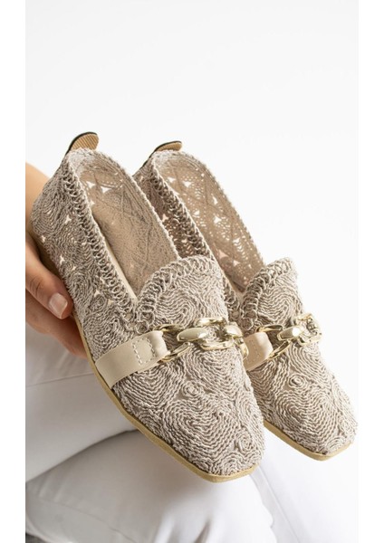 Zincir Detaylı Nefes Alabilen Esnek Yazlık Örgü Model Hasır Günlük Kadın Babet Ayakkabı fiyatları